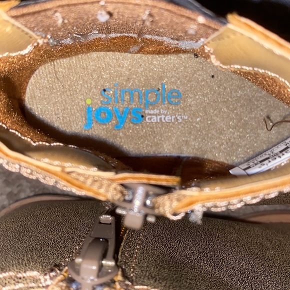 Carter's Girls Ella Jr Boots Metallic Bronze Side Zip Booties Sz 8M - Picture 3 of 6